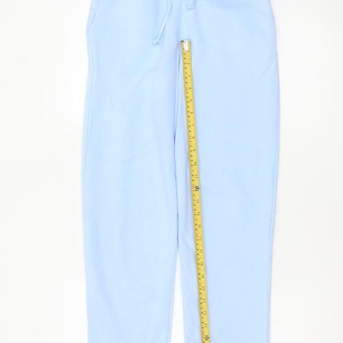 Zara Women Blue UK 8 Fleece Jogger Trousers Drawstring Cuffed