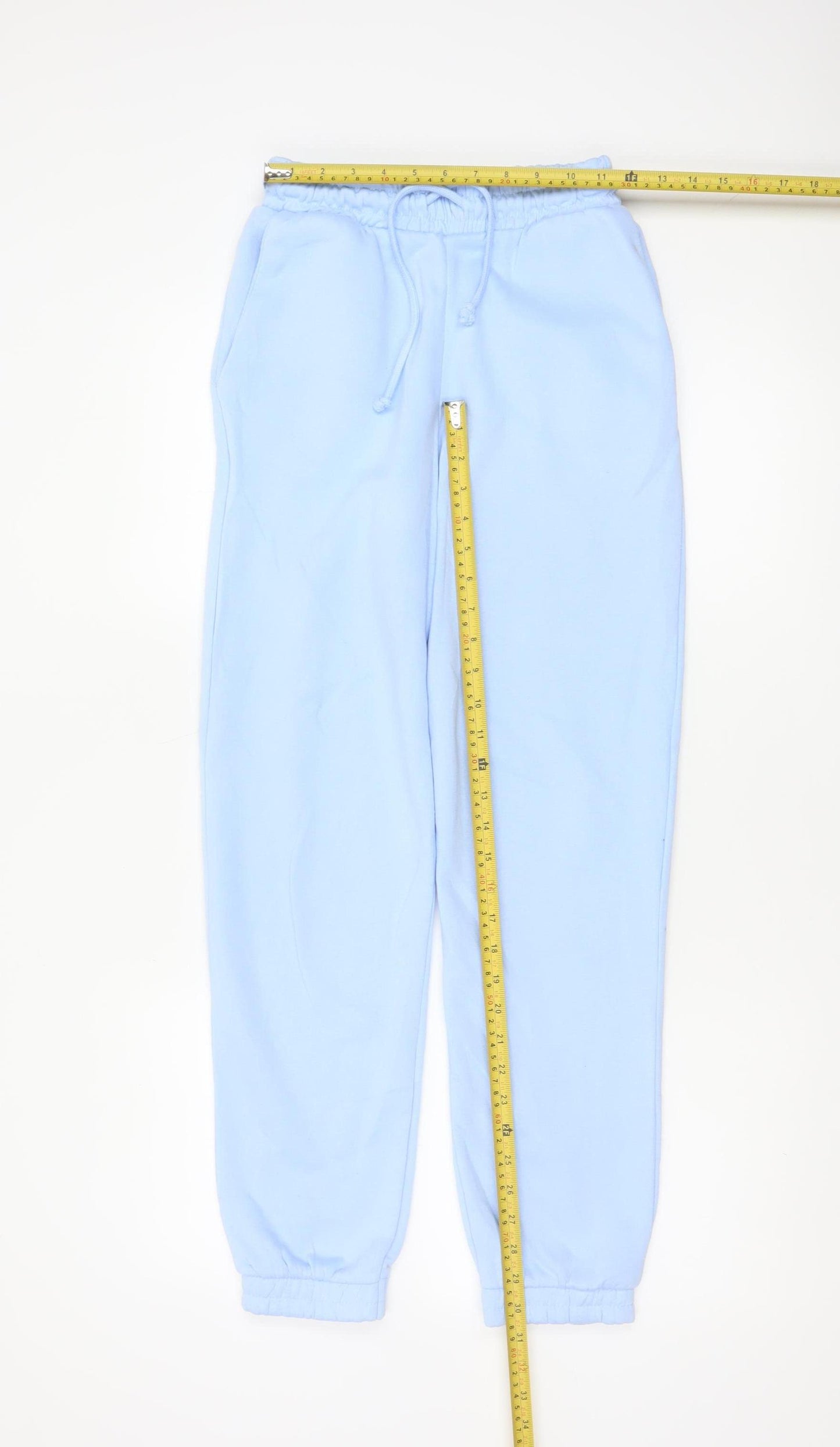 Zara Women Blue UK 8 Fleece Jogger Trousers Drawstring Cuffed