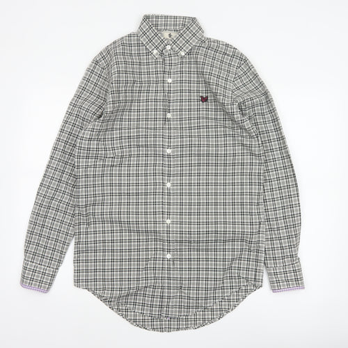 Lyle & Scott Men’s Grey Check Cotton Button-Up Shirt Size S Long Sleeve