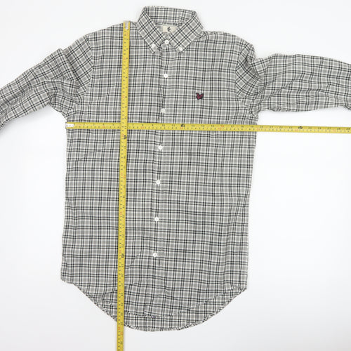 Lyle & Scott Men’s Grey Check Cotton Button-Up Shirt Size S Long Sleeve