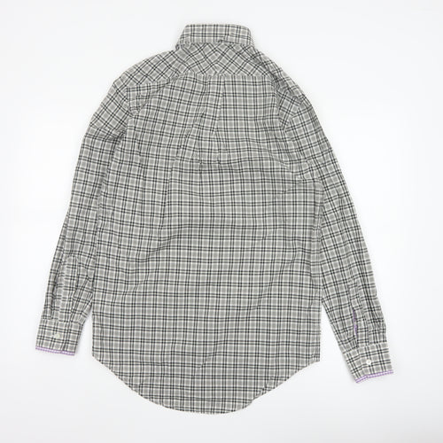 Lyle & Scott Men’s Grey Check Cotton Button-Up Shirt Size S Long Sleeve