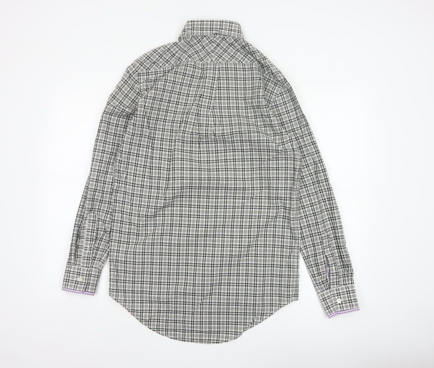 Lyle & Scott Men’s Grey Check Cotton Button-Up Shirt Size S Long Sleeve