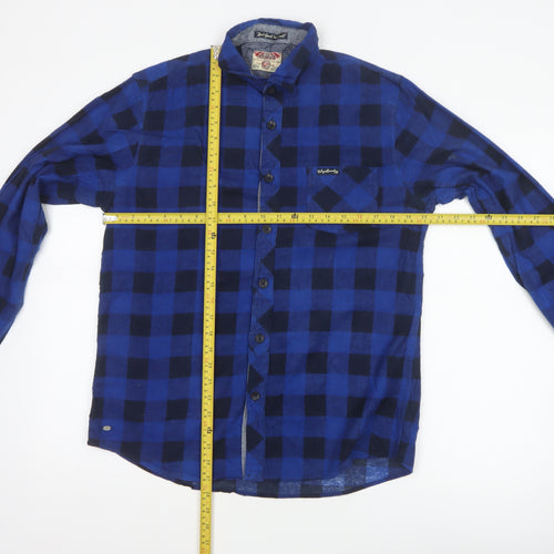 Tokyo Laundry Men's Blue Check Cotton Shirt M Long Sleeve Button-Up