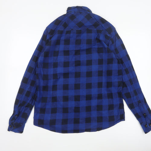 Tokyo Laundry Men's Blue Check Cotton Shirt M Long Sleeve Button-Up
