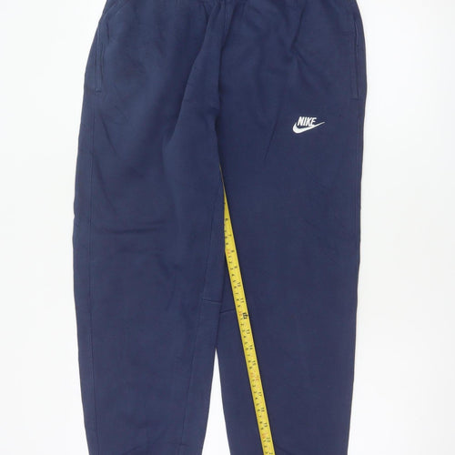 Nike Men's Blue M Fleece Jogger Sweatpants Elastic Waist Logo