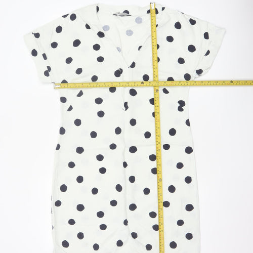 Marks and Spencer Women White Black Polka Dot UK 10 Shift Midi Dress