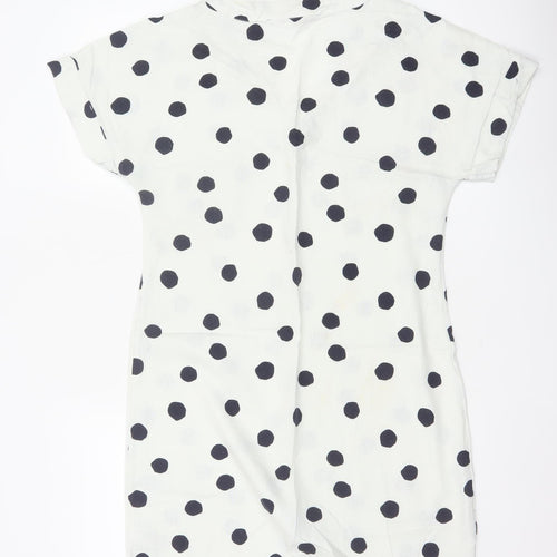 Marks and Spencer Women White Black Polka Dot UK 10 Shift Midi Dress