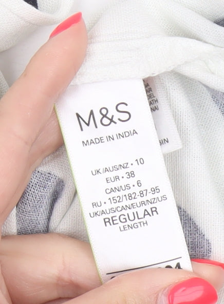 Marks and Spencer Women White Black Polka Dot UK 10 Shift Midi Dress