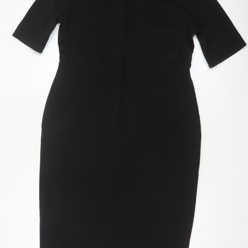 Dorothy Perkins Women Black UK 16 Bodycon Knee Length Flared Sleeve Dress