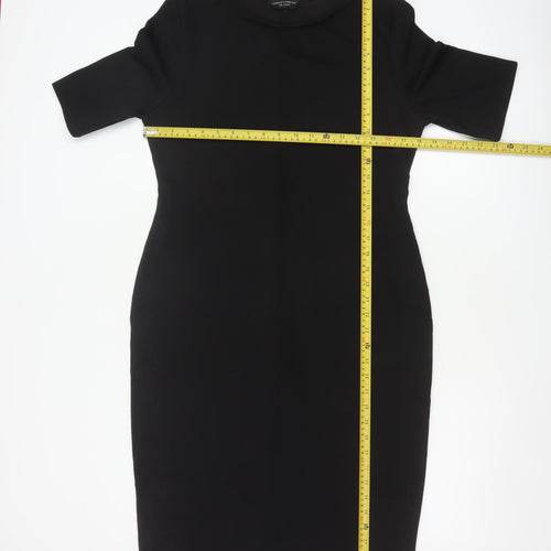 Dorothy Perkins Women Black UK 16 Bodycon Knee Length Flared Sleeve Dress