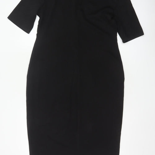 Dorothy Perkins Women Black UK 16 Bodycon Knee Length Flared Sleeve Dress