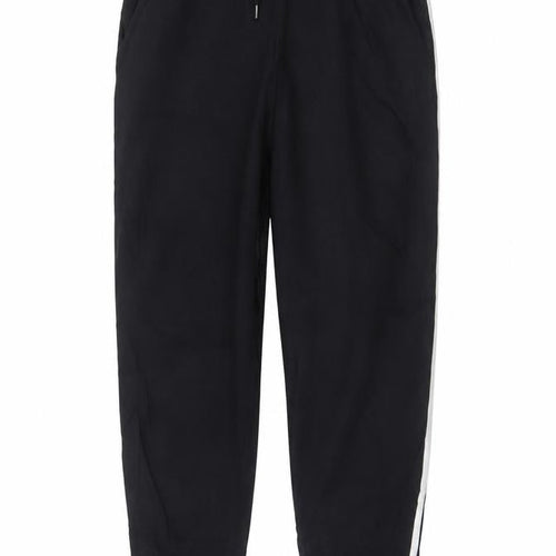 George Men’s Black S Jogger Trousers Cotton Drawstring Side Stripe 30R