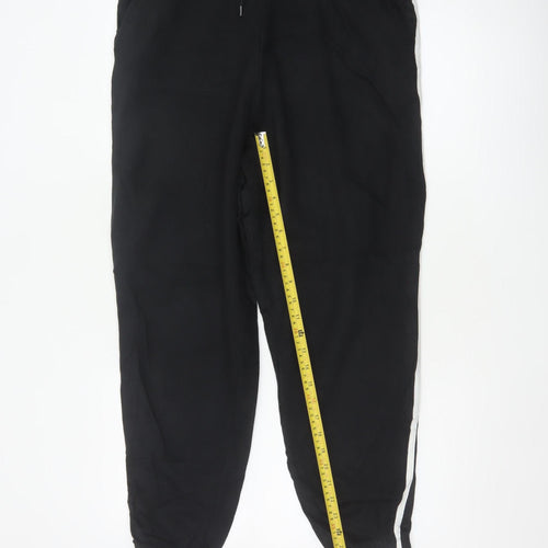 George Men’s Black S Jogger Trousers Cotton Drawstring Side Stripe 30R
