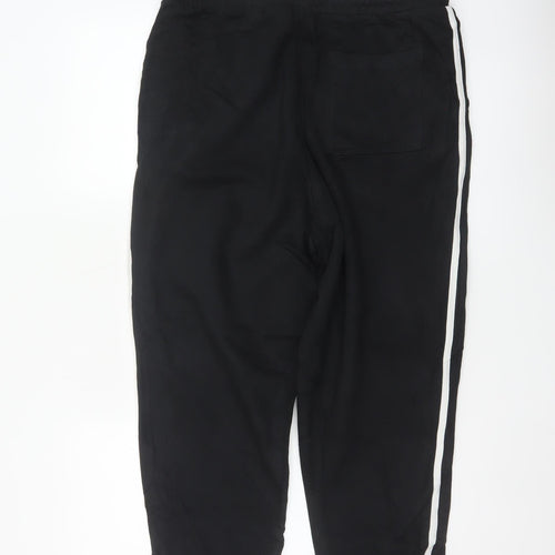 George Men’s Black S Jogger Trousers Cotton Drawstring Side Stripe 30R