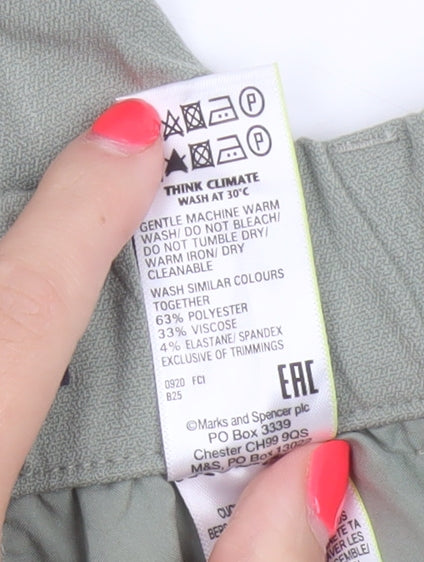 Marks and Spencer Women Green Size 8 Short Tapered Smart Trousers