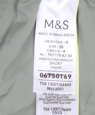 Marks and Spencer Women Green Size 8 Short Tapered Smart Trousers