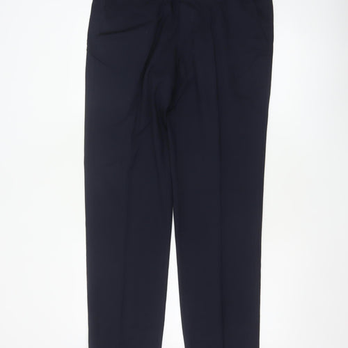 Marks and Spencer Mens Navy 34 Regular Wool Blend Straight Dress Trousers