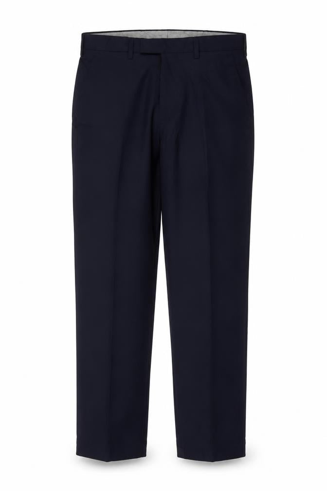 Marks and Spencer Mens Navy 34 Regular Wool Blend Straight Dress Trousers