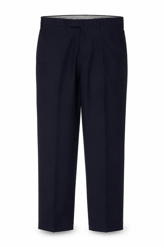 Marks and Spencer Mens Navy 34 Regular Wool Blend Straight Dress Trousers