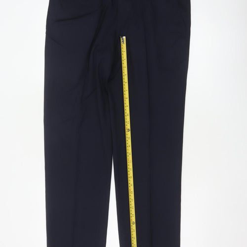 Marks and Spencer Mens Navy 34 Regular Wool Blend Straight Dress Trousers