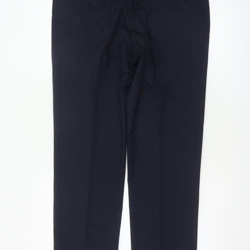 Marks and Spencer Mens Navy 34 Regular Wool Blend Straight Dress Trousers