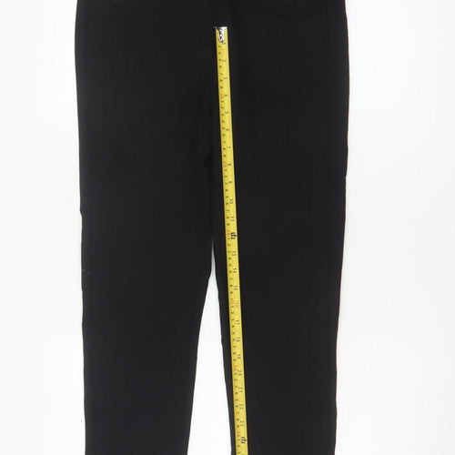 Marks and Spencer Women Black UK 10 Short Straight Zip Detail Trousers