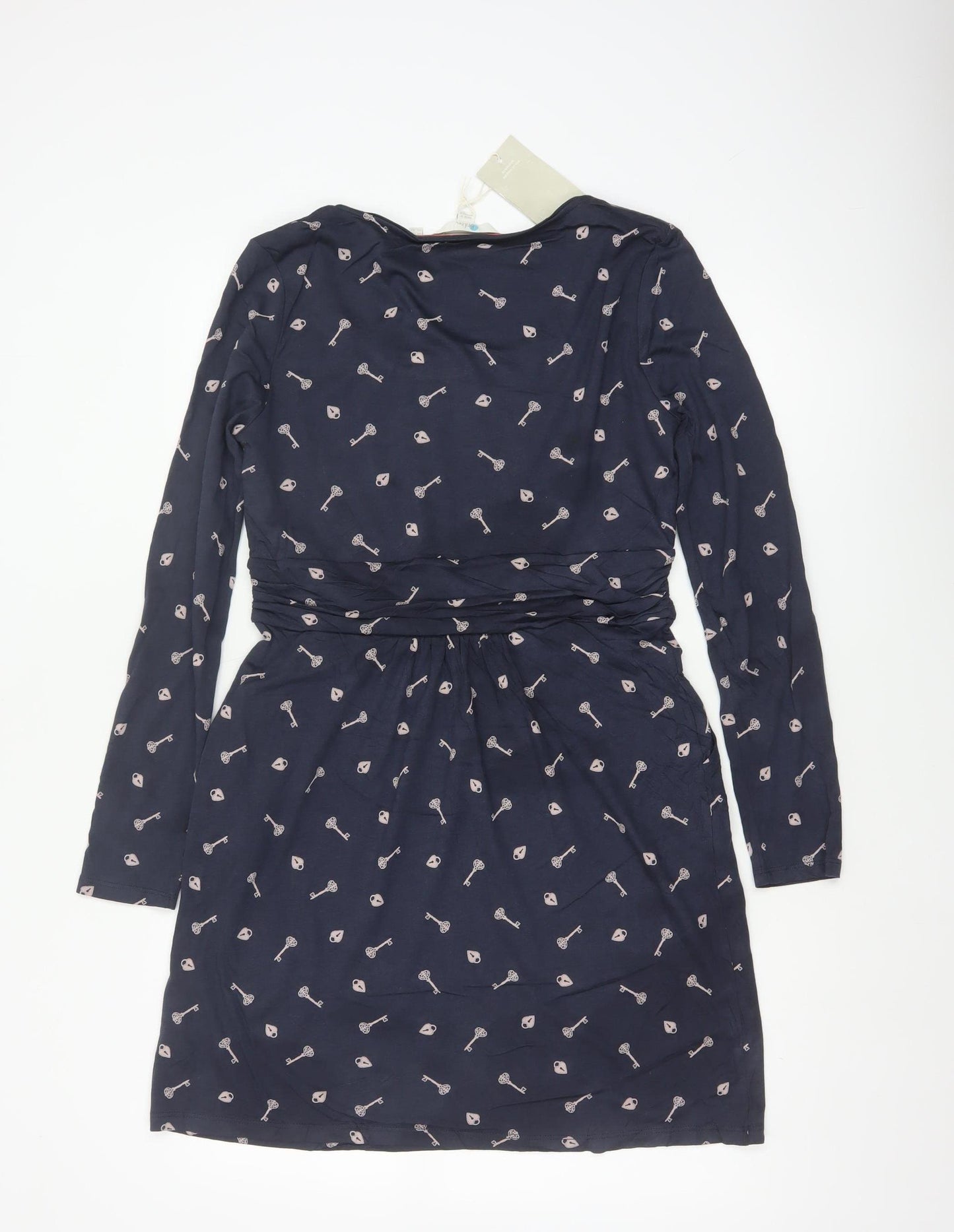 Boden Women Blue Petite UK 12 Jersey Ruched Knee Length Sheath Dress