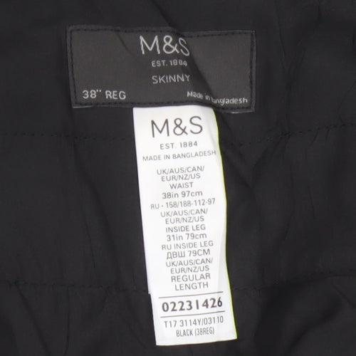 Marks & Spencer Men Black 38in Skinny Dress Trousers 31in Leg