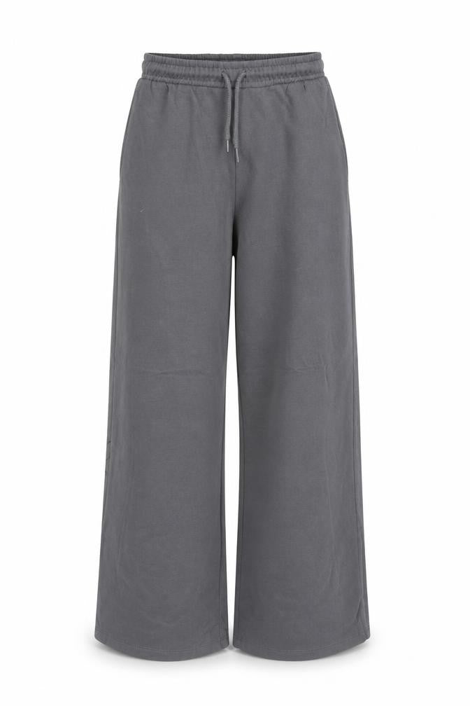 Front view of H&M Divided Women’s Grey XS Wide-Leg Drawstring Trousers