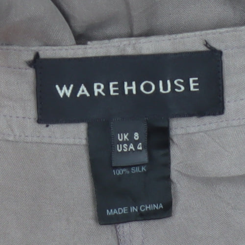 Warehouse Women Brown UK 8 Silk Cargo Tapered Trousers Pockets