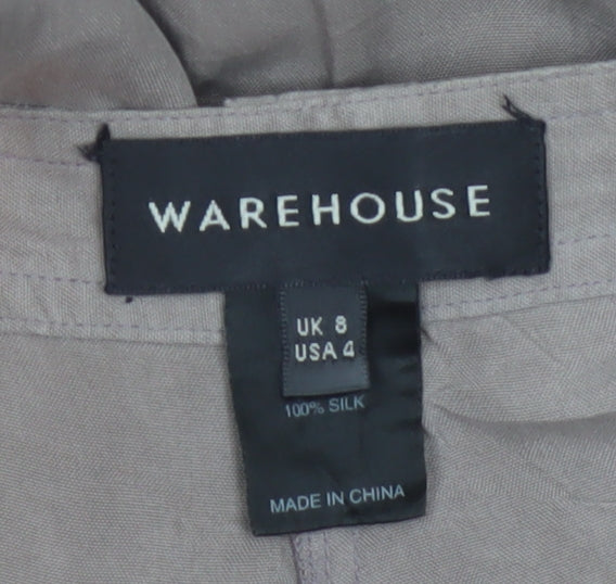 Warehouse Women Brown UK 8 Silk Cargo Tapered Trousers Pockets