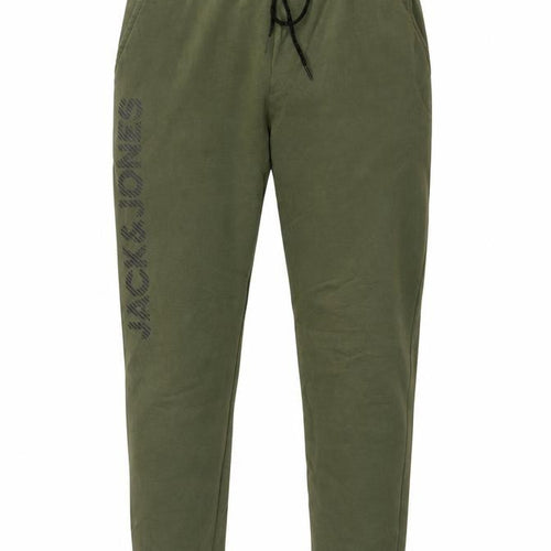 Jack & Jones Men Green XL Logo Cotton Blend Jogger Trousers