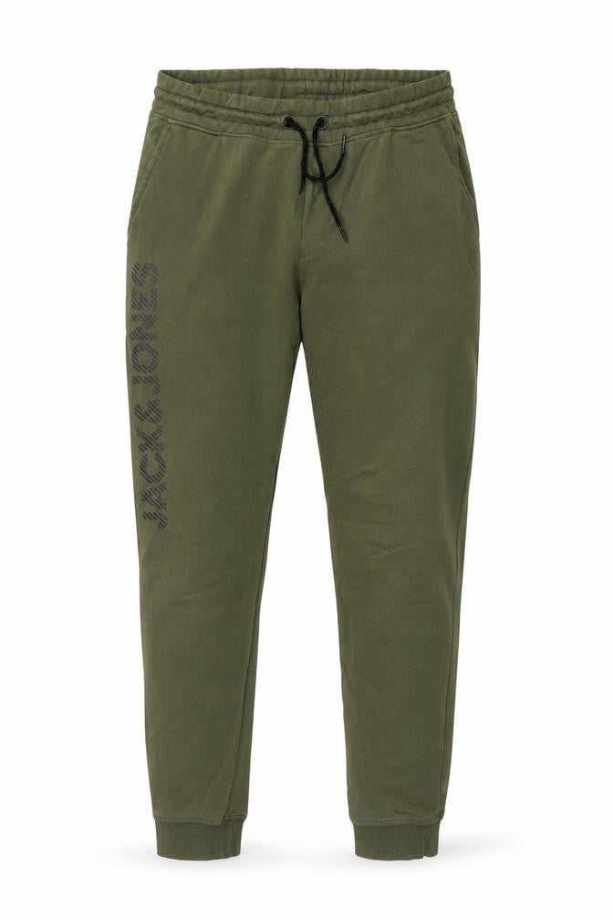 Jack & Jones Men Green XL Logo Cotton Blend Jogger Trousers