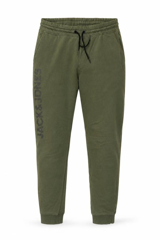 Jack & Jones Men Green XL Logo Cotton Blend Jogger Trousers