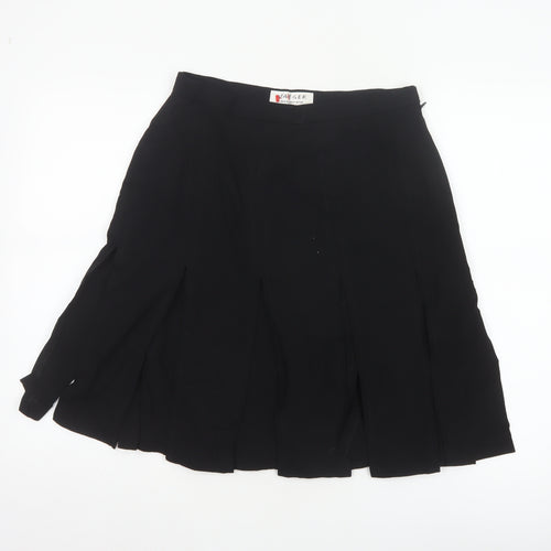 Vanger Women's Black UK 12 Wool A-Line Knee Skirt Made in Britain