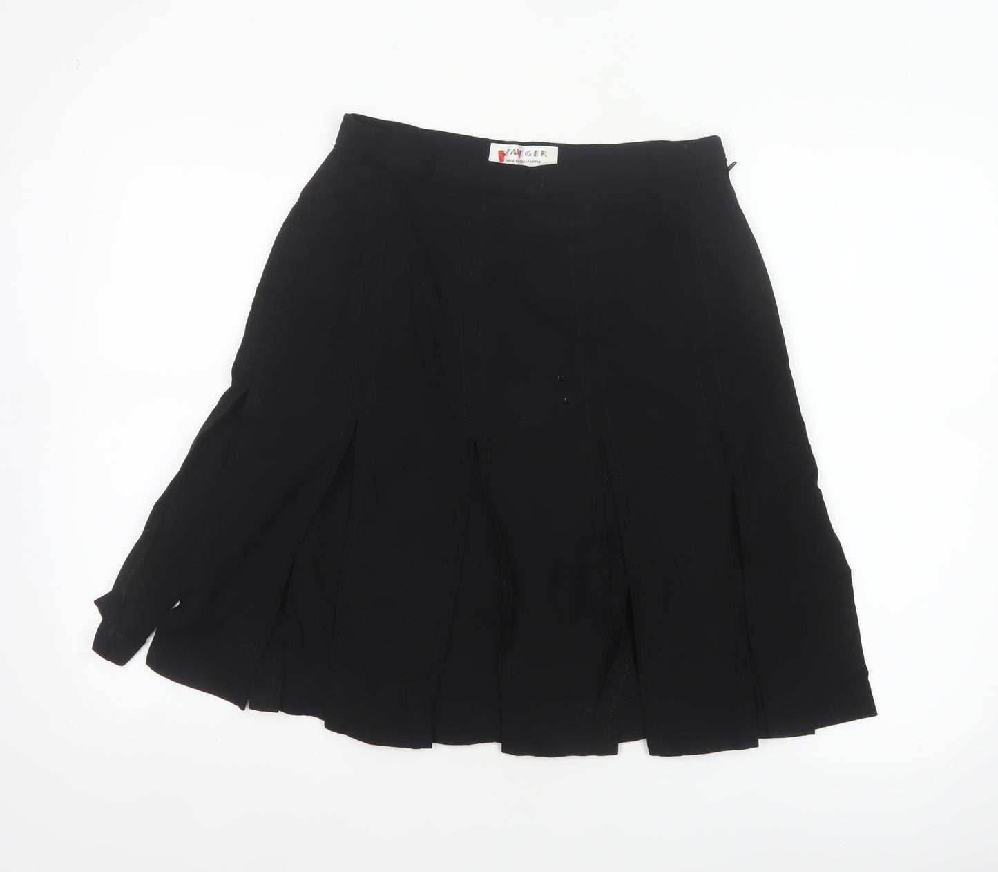 Vanger Women's Black UK 12 Wool A-Line Knee Skirt Made in Britain