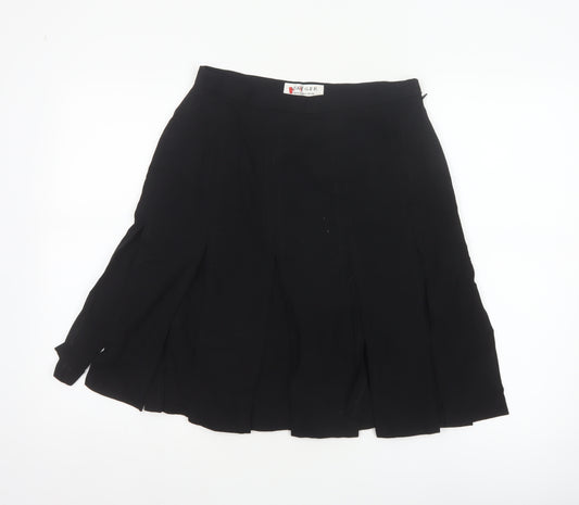Vanger Women's Black UK 12 Wool A-Line Knee Skirt Made in Britain