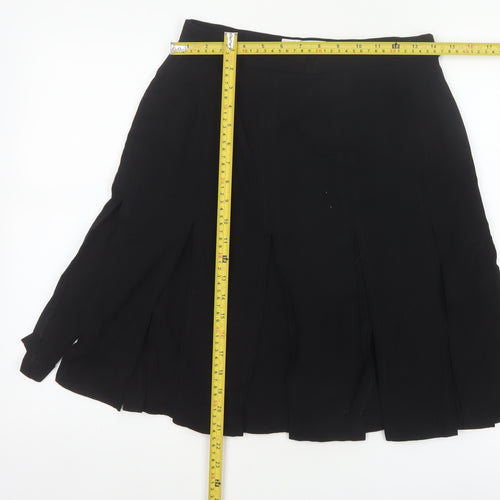 Vanger Women's Black UK 12 Wool A-Line Knee Skirt Made in Britain