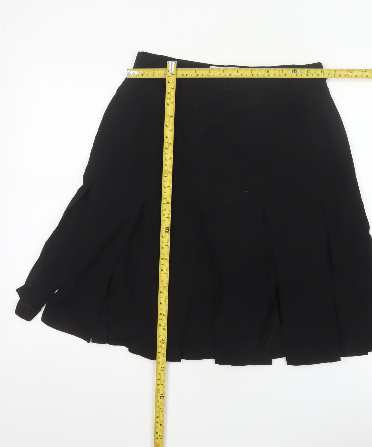 Vanger Women's Black UK 12 Wool A-Line Knee Skirt Made in Britain