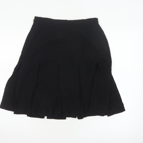 Vanger Women's Black UK 12 Wool A-Line Knee Skirt Made in Britain