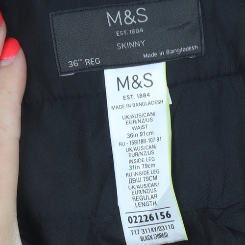 Marks & Spencer Men's Black 36 Regular Skinny Dress Trousers 31 Leg