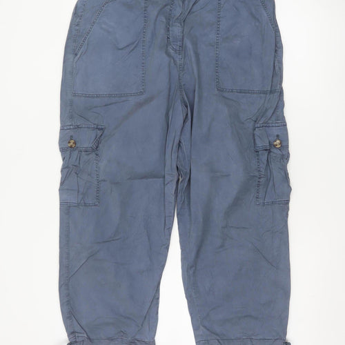 Marks & Spencer Women Blue UK 16 Cargo Trousers Lyocell Cotton