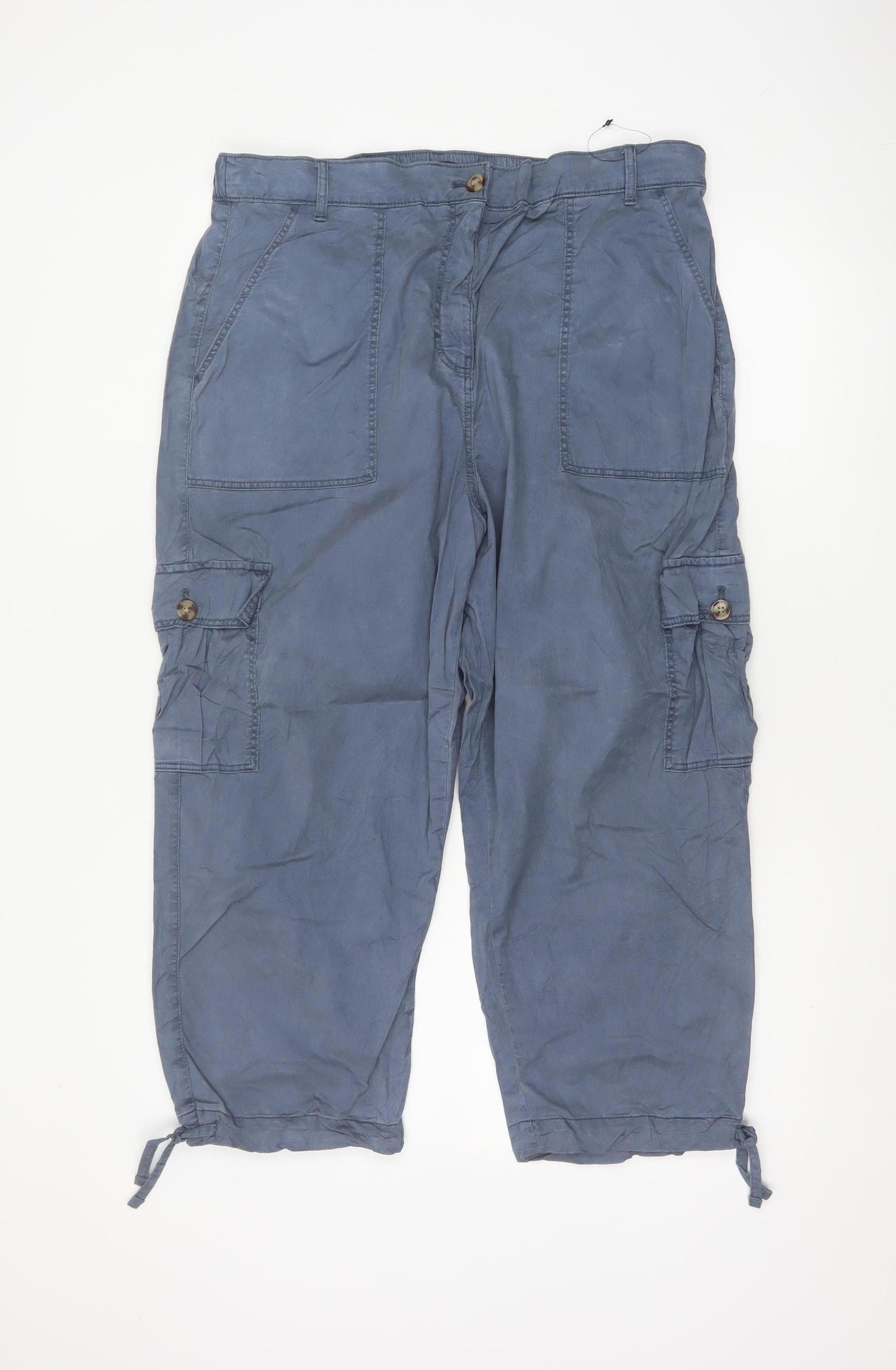 Marks & Spencer Women Blue UK 16 Cargo Trousers Lyocell Cotton