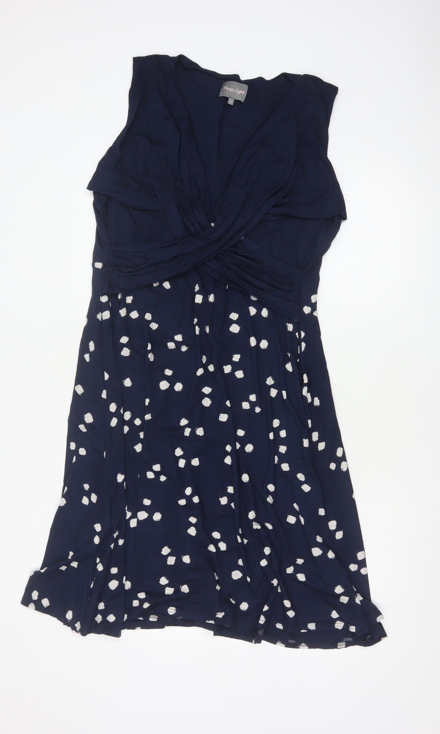Phase Eight Women’s Blue UK 18 Fit & Flare Long V-Neck Jersey Dress