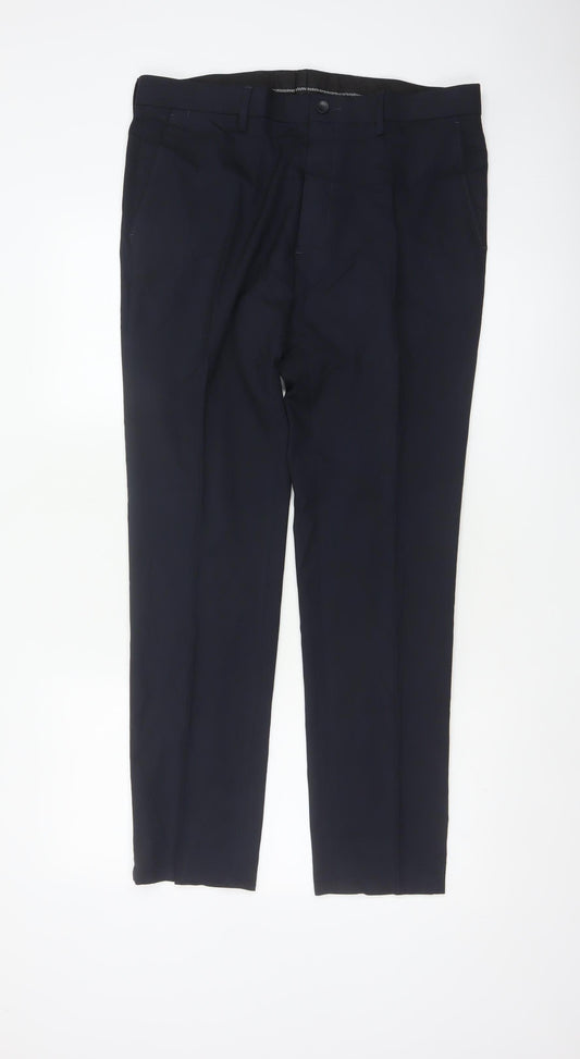 Marks & Spencer Men's Navy 34/31 Skinny Smart Dress Trousers Stretch
