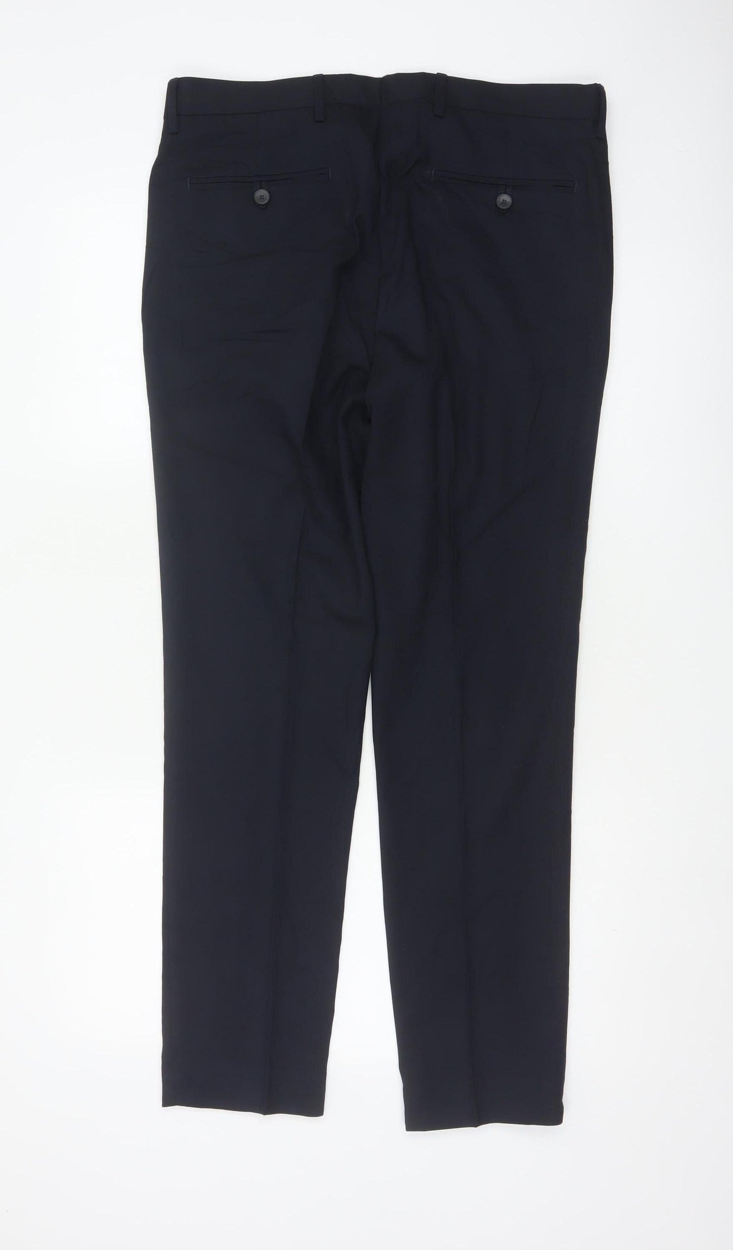 Marks & Spencer Men's Navy 34/31 Skinny Smart Dress Trousers Stretch