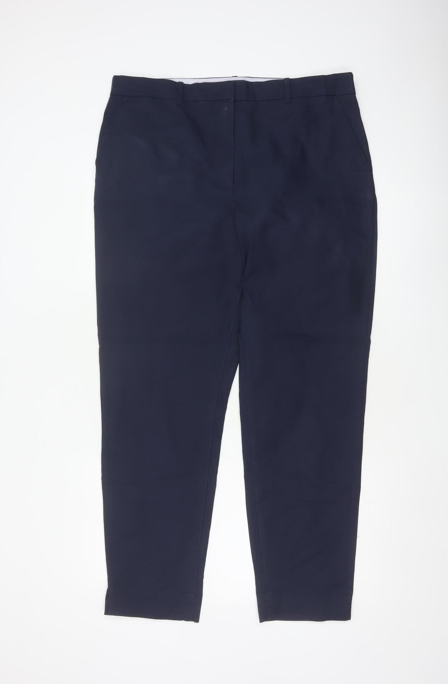M&S Women’s Blue Size 16 Cotton Blend Tapered Work Trousers