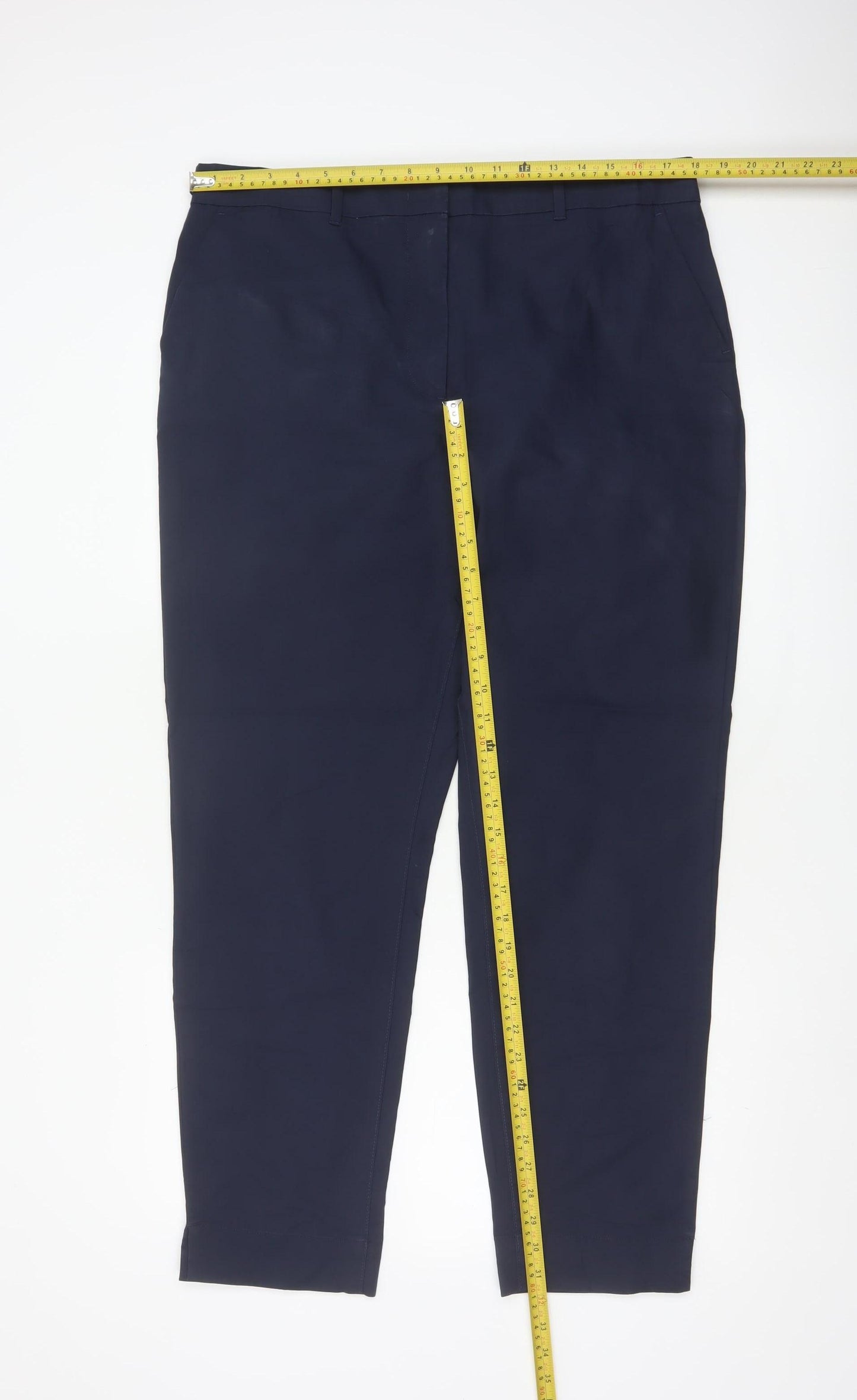 M&S Women’s Blue Size 16 Cotton Blend Tapered Work Trousers