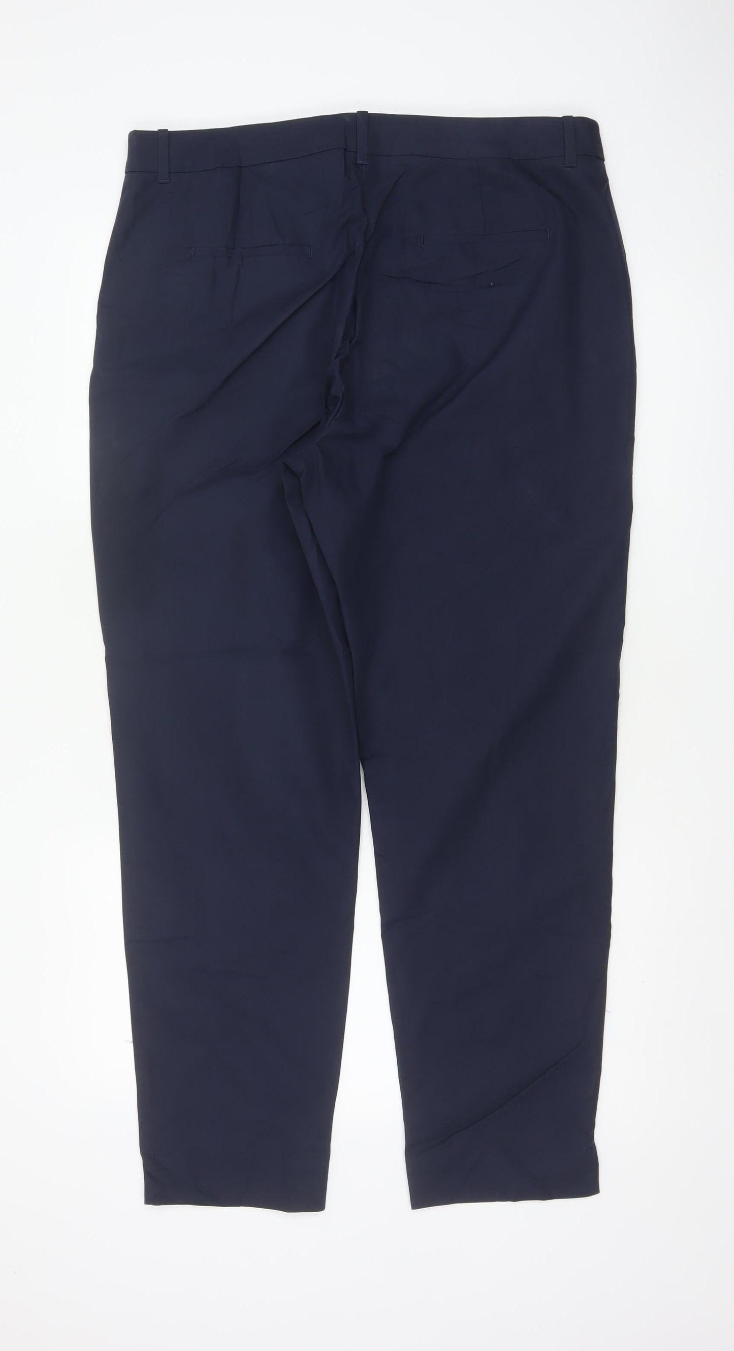 M&S Women’s Blue Size 16 Cotton Blend Tapered Work Trousers
