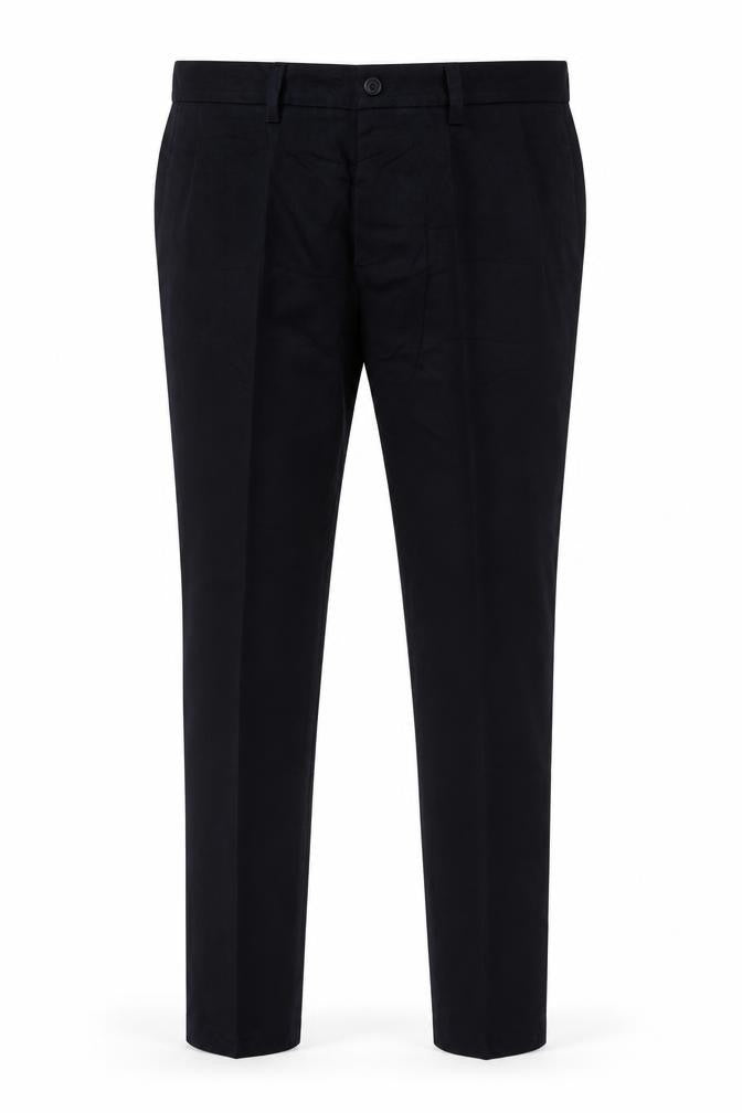 M&S Mens Navy Blue 36/33 Slim Straight Cotton Trousers